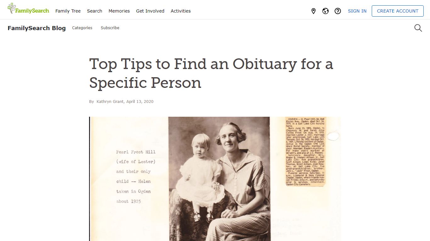 Top Tips to Find an Obituary for a Specific Person - FamilySearch