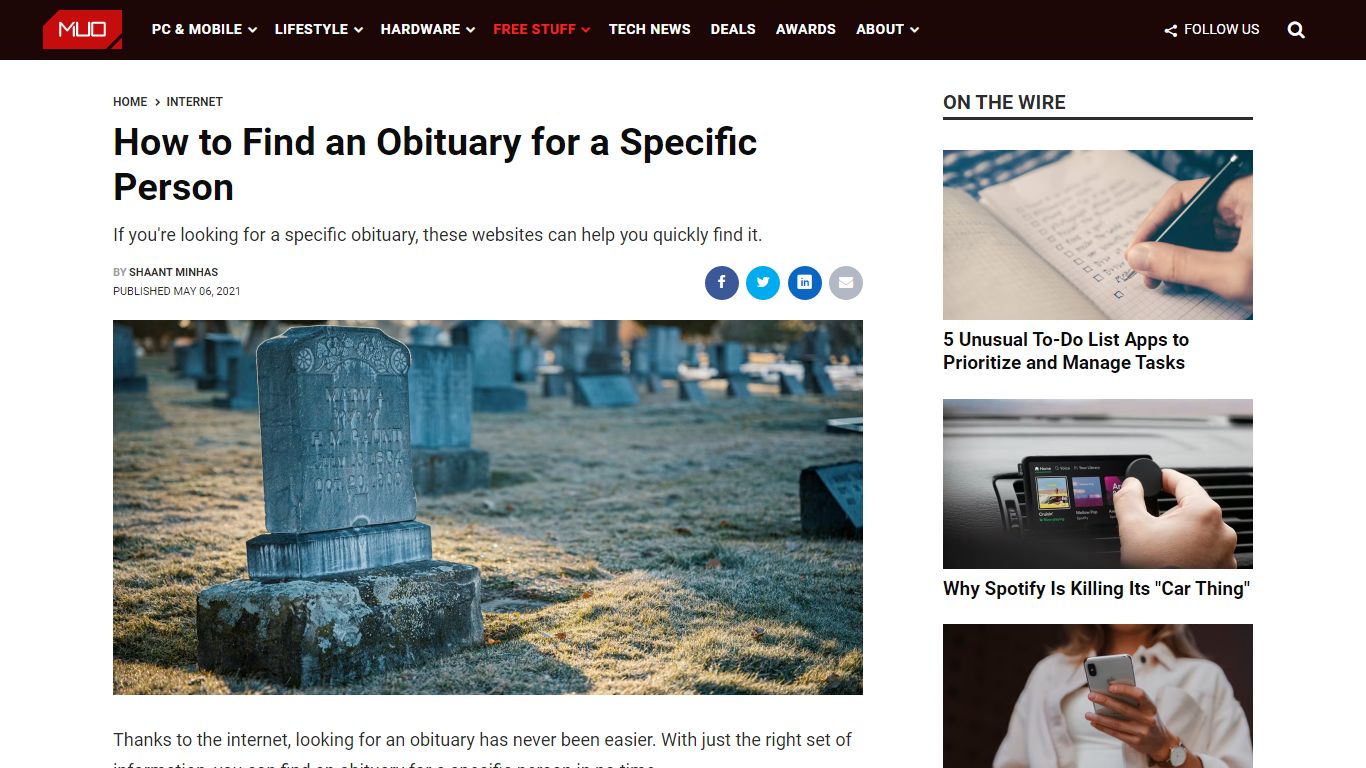 How to Find an Obituary for a Specific Person - MUO