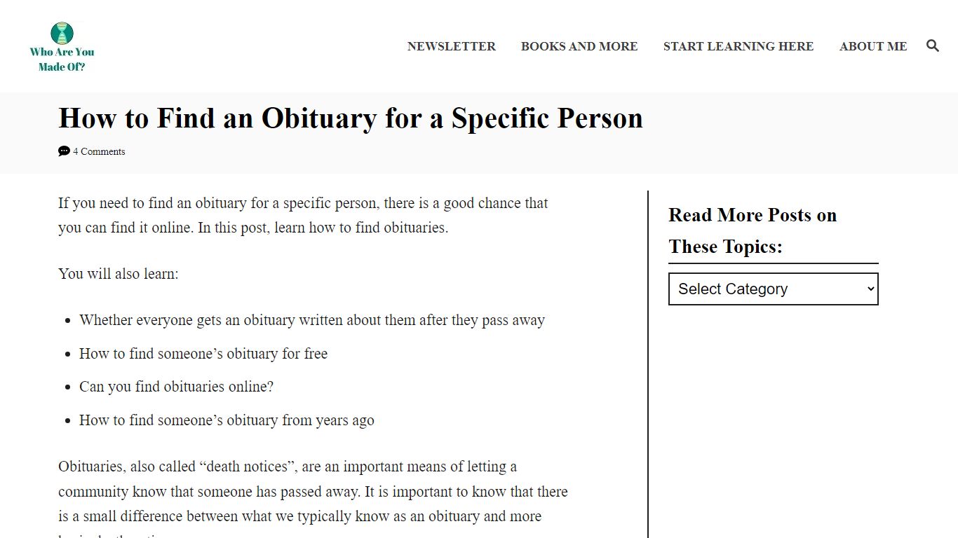 How to Find an Obituary for a Specific Person