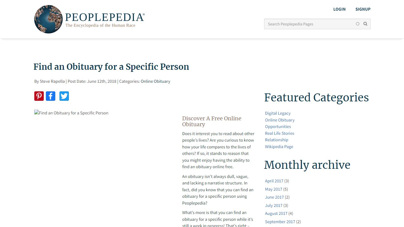 Find an Obituary for a Specific Person - Find an Obituary Online